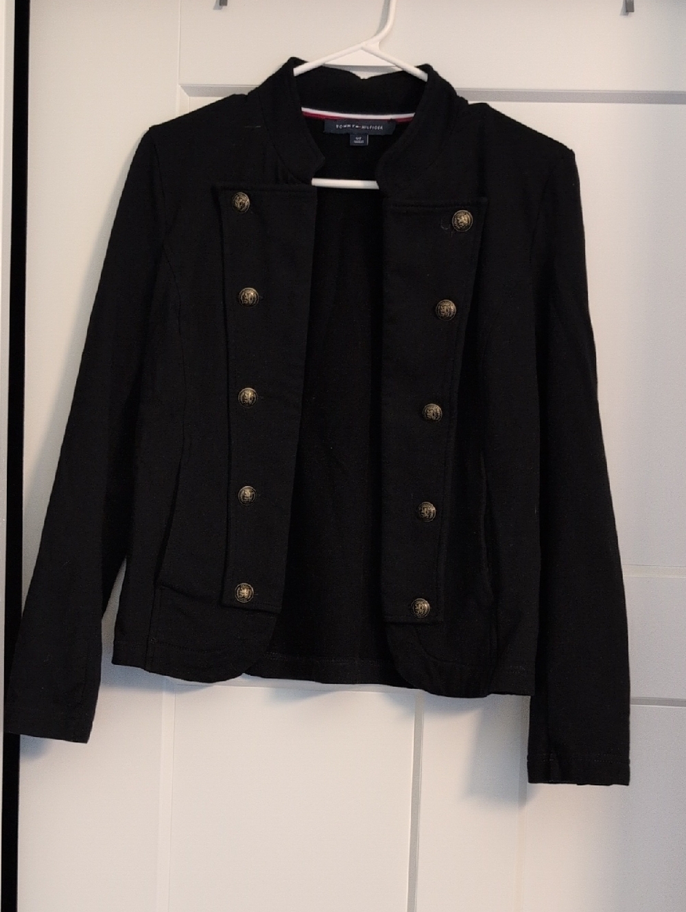 Tommy Hilfiger Black Military-Style Blazer with Gold Buttons